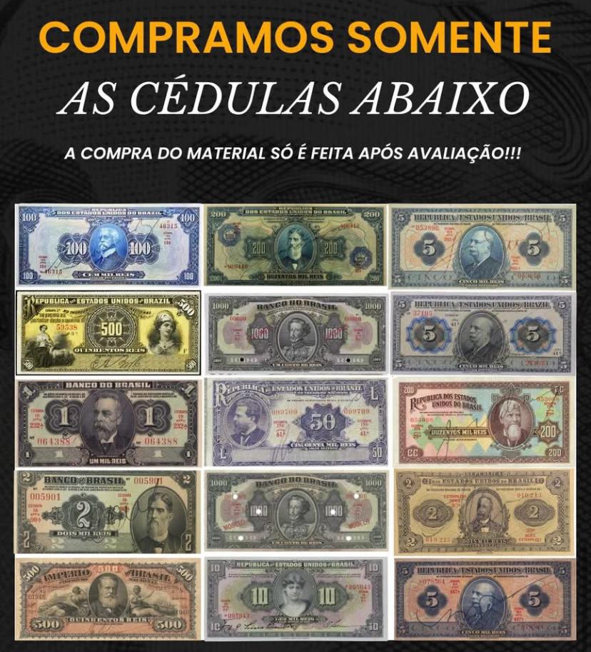 Cédulas antigas do Brasil — mil réis e cruzeiros