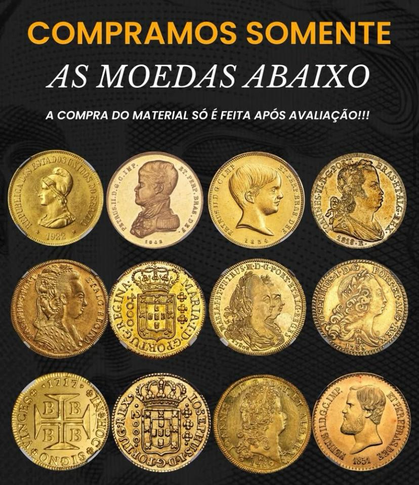 Moedas de ouro do Império e Colônia procuradas pela Casa das Moedas